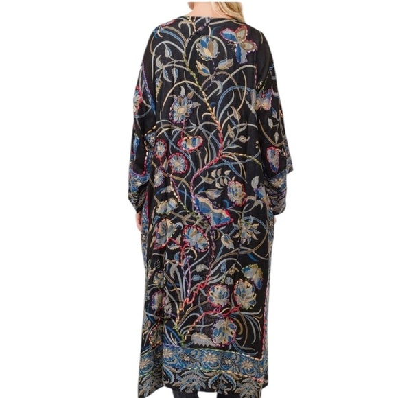 Raj Kimono Black Floral Butterfly Embroidered Bohemian One Size - Picture 9 of 11